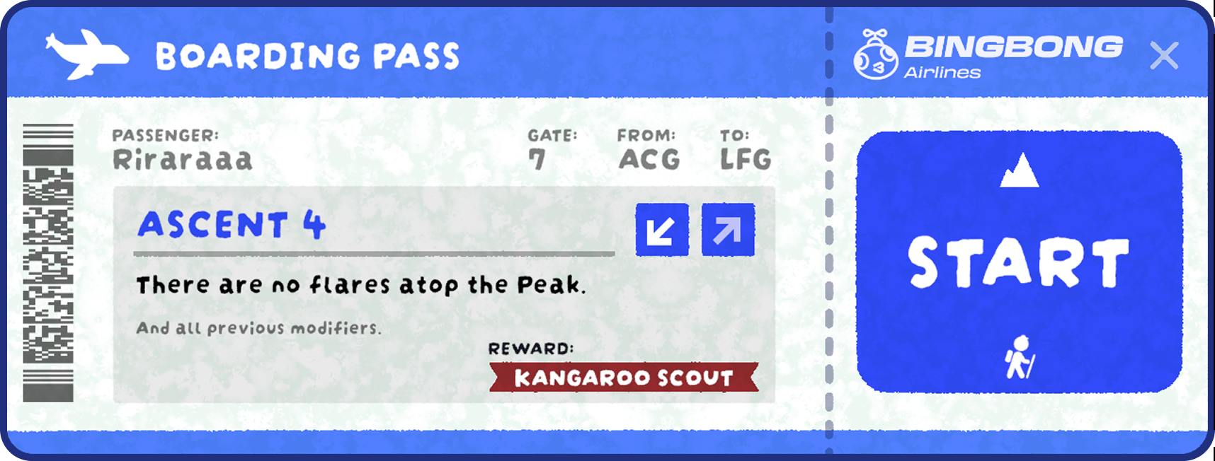 PEAK Ascent 2 Boarding Pass